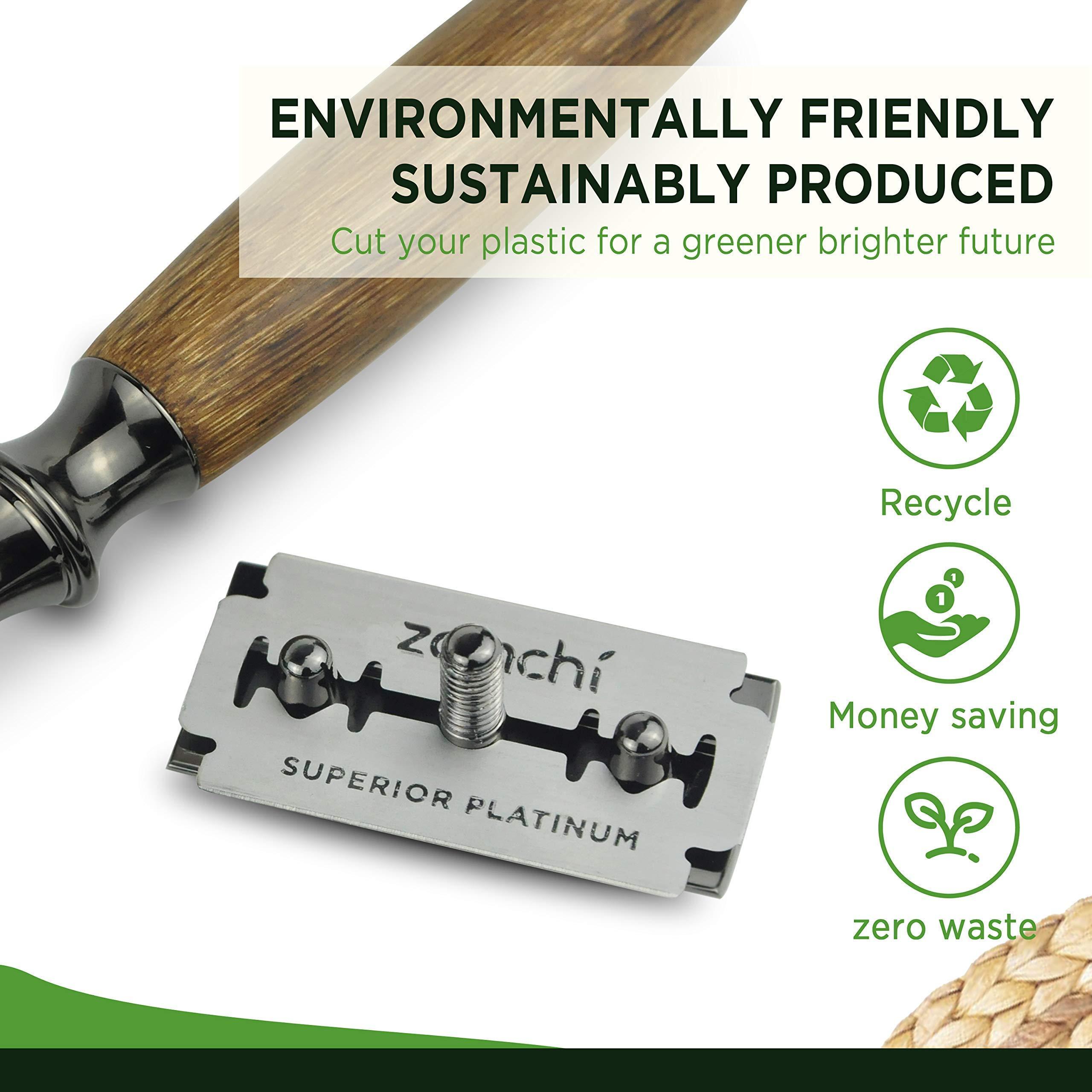 ZOMCHI Rose Gold Double Edge Safety Rzor+100 Counts Safety Razor Blades