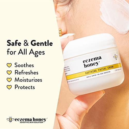 ECZEMA HONEY ECZEMA HONEY Soothing Facial Cream & 15% Vitamin C + Ferulic Acid Serum - Bundle for Sensitive & Dry Skin - Cruelty Free