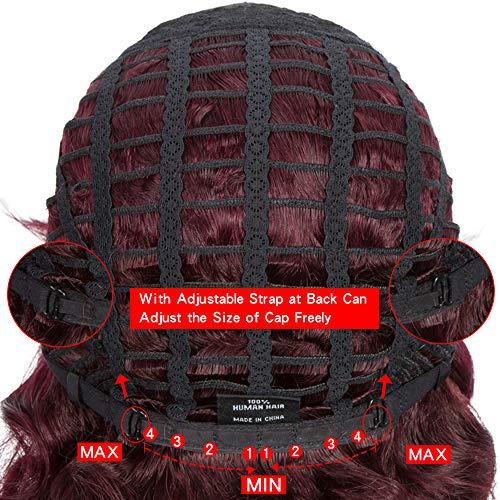 Spotlight Spotlight 8 Inch Straight Bob Wig with Bangs Human Hair 180% Density Short Bob Human Hair Wigs with Bangs None Lace Front Wigs Brazilian Straight Hair Wig for Black Women (Burgundy Red, 99J Color)
