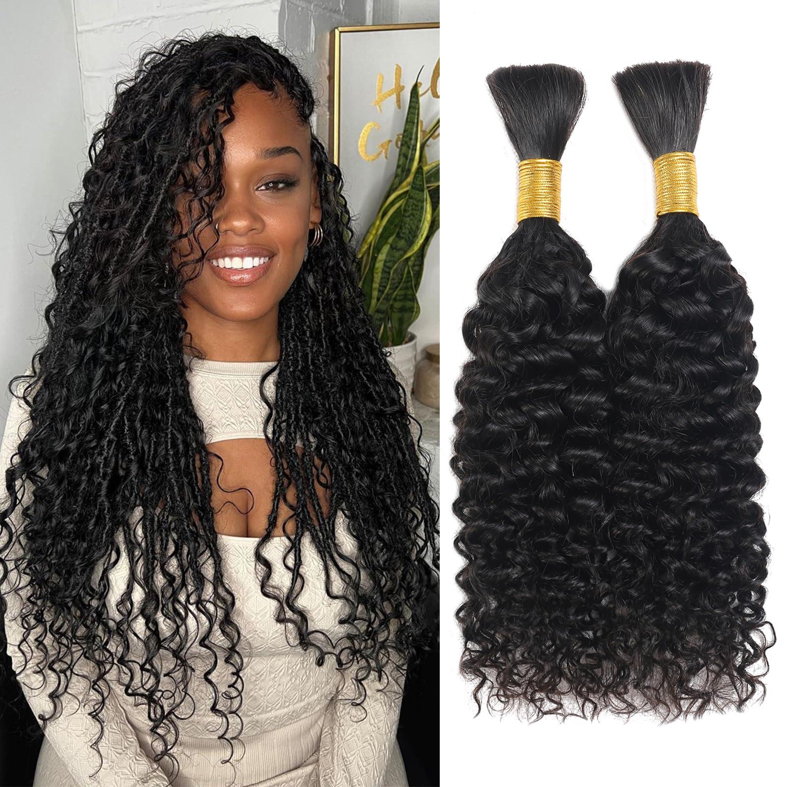 CNZZJX Human Braiding Hair Curly Bulk Human Hair for Braiding No Weft Human Hair Bundles for Braiding Wet and Wavy Human Hair Braiding Hair for Boho Box Braids 100g Per Pack CNZZJX