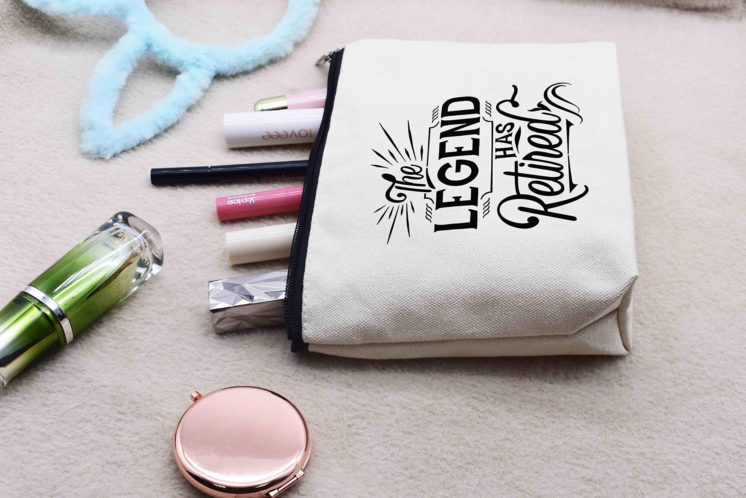 LIBIHUA The Legend Has Retired - Funny Retirement Gifts for Women,Coworker,Sister,Colleague,Mom,Aunt,Grandmother, Boss,Best Friends,Teachers,Nurses,Retiree - Makeup Bag Cosmetic Bag Travel Pouch Gift for Her