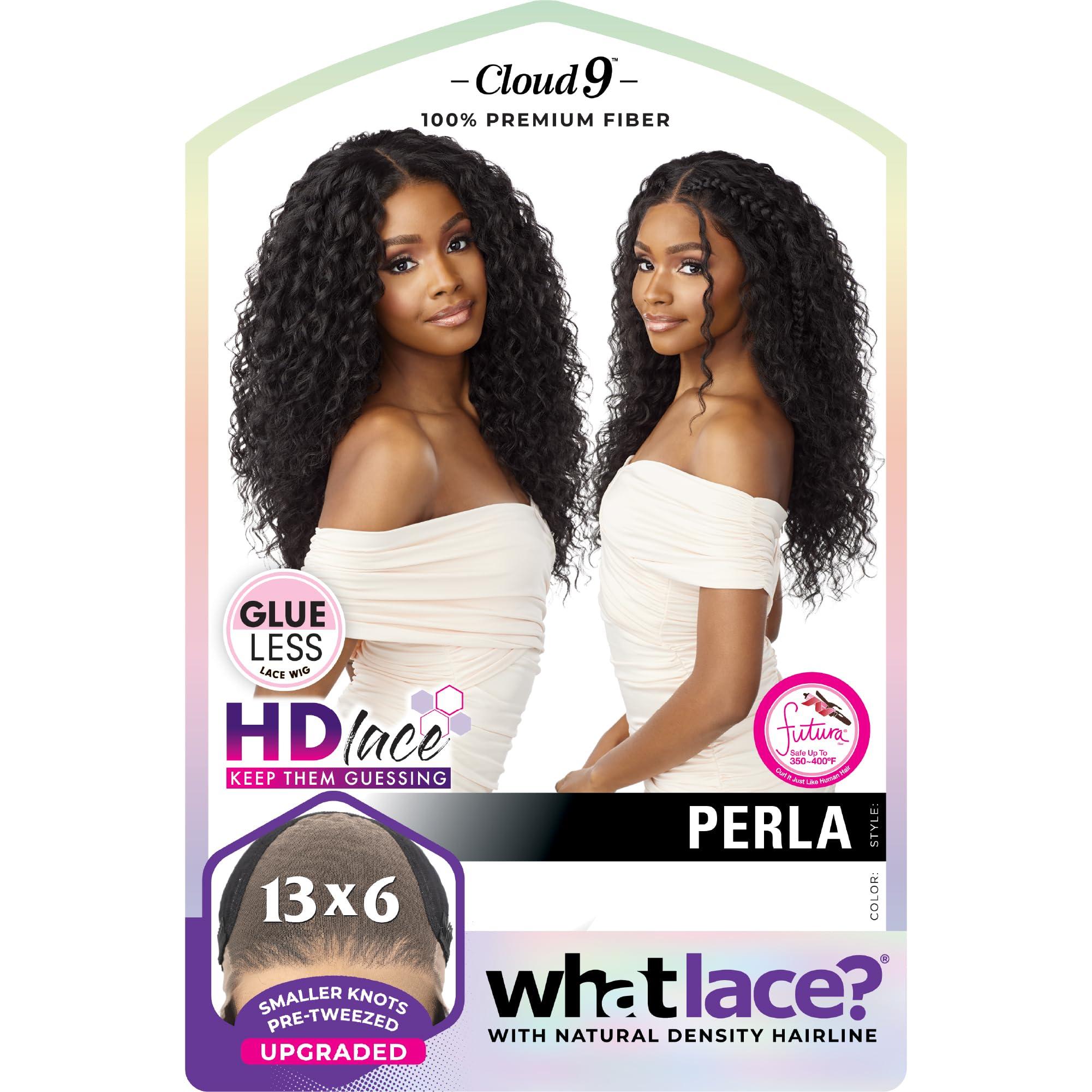 Sensationnel Sensationnel What lace 13x6 Wigs - perla lacefrontal hand tied glueless synthetic with natural density preplucked hairline (1B OFFBLACK)