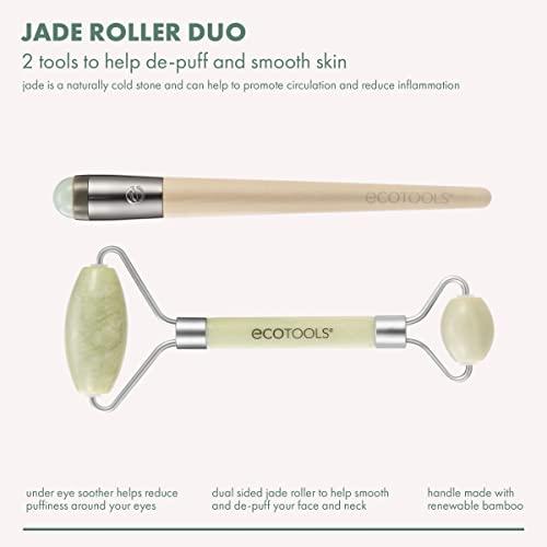 EcoTools EcoTools Beauty Skin Care Tool Jade Facial Roller and Eye Roller Duo, Face Roller and Massager, Skincare and Sculpting Tool, Reduces Under Eye Puffiness and Dark Circles, 2 Piece Set