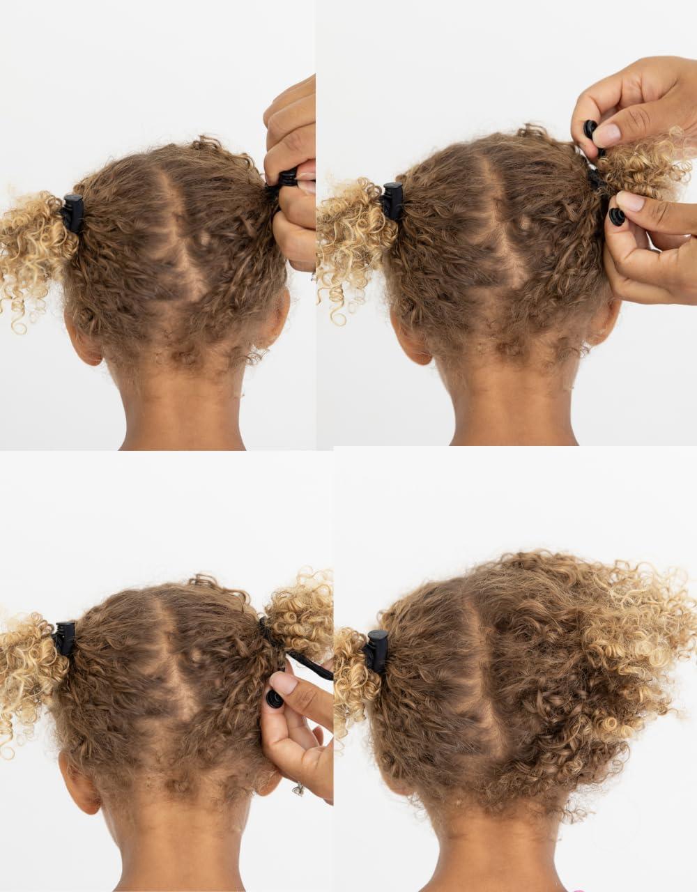 SWIRLYCURLY Snap Hair Ties for Thick, Natural, Curly Hair | No Slip, No Tension Pro Hair Tie | Strong Ponytail Holder (5 Pack, Black)