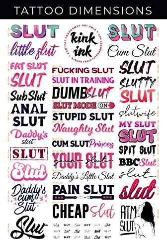 kink ink Kink Ink - 34 x "Slut" Temporary Tattoo Kinky A4 Sheet