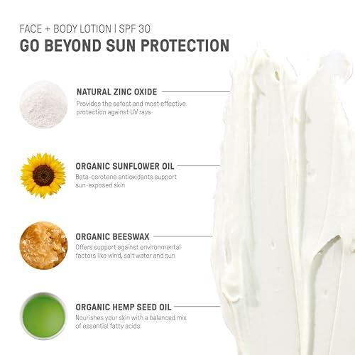 RAW ELEMENTS Raw Elements Face and Body Mineral Sunscreen SPF 30 Tube, Organic Sunblock Daily Protection, Non Toxic Reef Safe, Water Resistant, Cruelty Free, 3 oz (Pack of 1)