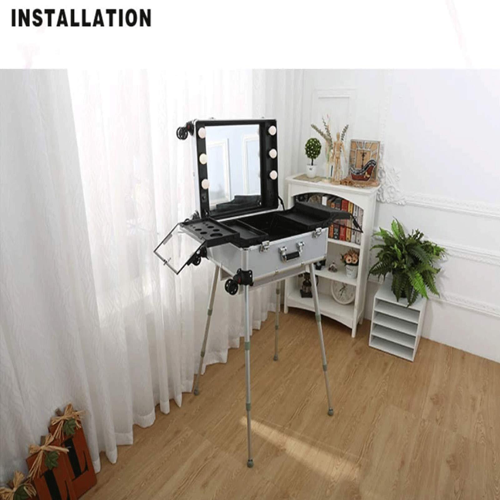 N \ A N A Makeup Trolley BoxPortable Beauty Cosmetic Organizer Box with 6 Lights Trolley Artist Rolling Studio Makeup Case Table Station Professional Artist Trolley Speaker & Code Lock & Full Screen