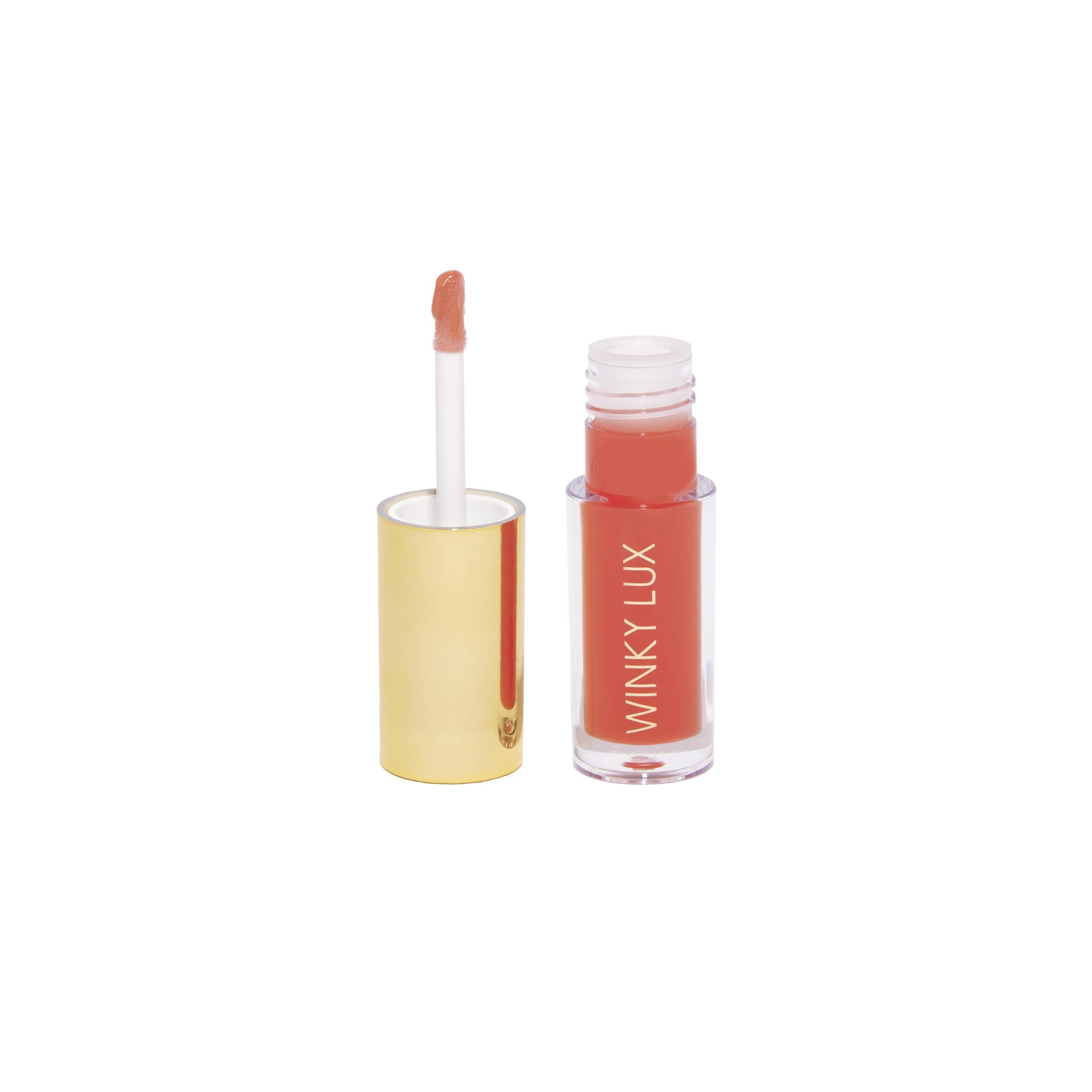 Winky Lux Winky Lux Barely There Sheer Tinted Lip Oil, Hydrating Lip Gloss Tint, Tinted Coral Glossy Lip Balm, Juicy Non Sticky Lip Gloss, Orange Lip Oil & Lip Tint with Jojoba Oil, Flush