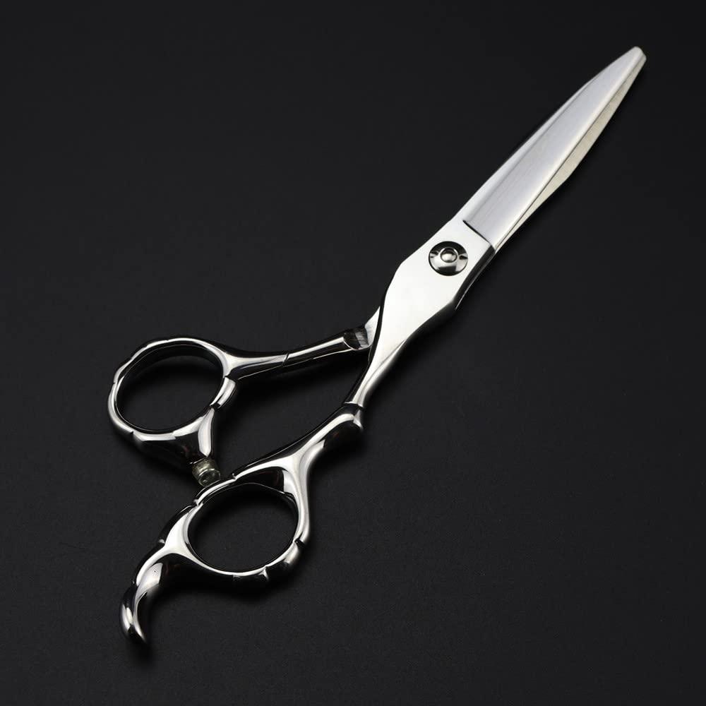 PPONE Professional Hair Cutting Shears, 6inch Professional Japan 440c steel scissor Silver hair scissors cutting barber tools haircut thinning shears hairdresser scissors (Color : Set with bag)