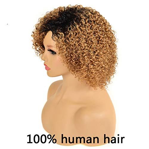 SSJFZM Malaysian Human Hair Wigs Short Curly Wet And Wavy Wig With Bangs Remy Full Wigs For Black Women Cheap Cosplay Wig Mix 1B 30