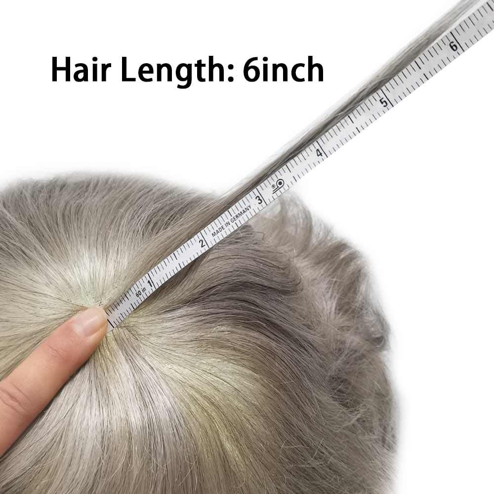 Generic Toupee For Men Hair System Real Human Hair Piece For Men Durable Fine Mono Mens Toupee Hair System For Men Natural Hairline8x10 Medium light density #380 3# DARK BROWN+80% GREY