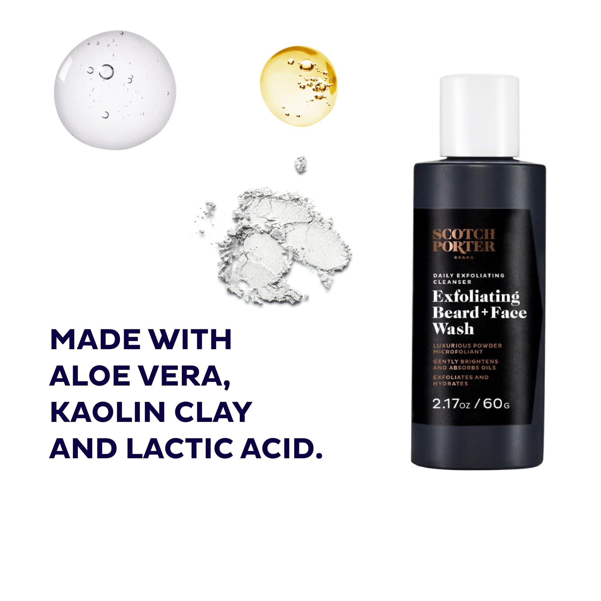 Scotch Porter Scotch Porter Beard and Face Care Set - 4oz Leave-in Conditioner and 2.17oz Exfoliating Wash with Non-Toxic, Vegan Ingredients