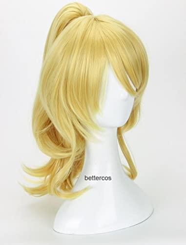 ZZMQ ZZMQ LoveLive! Love Live Eli Ayase Cosplay Wig Golden Clip Ponytail Heat Resistant Synthetic Hair Wig + Wig Cap