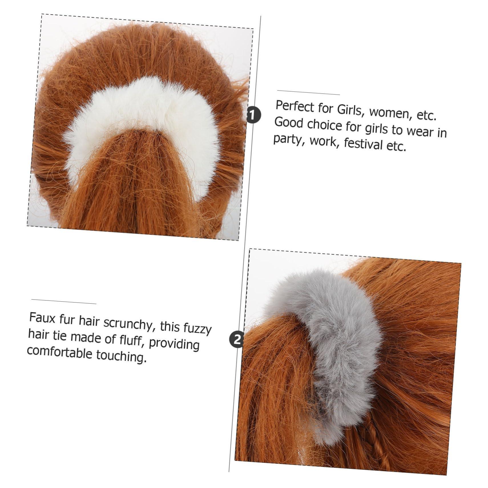 BELLIFFY BELLIFFY Hair Rings Set Fuzzy Ponytail Holders Faux Fur Hair Elastic Bands for Women Girls Easy to Decorate Ponytail or Bun