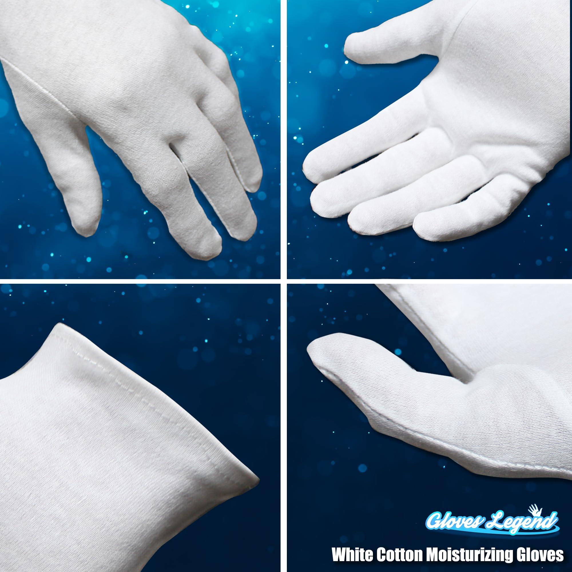 Gloves Legend 12 Pairs - Small - Gloves Legend Cotton Moisturizing Gloves for Dry Hands - White Sleeping Gloves for Nighttime Care, Women's Size