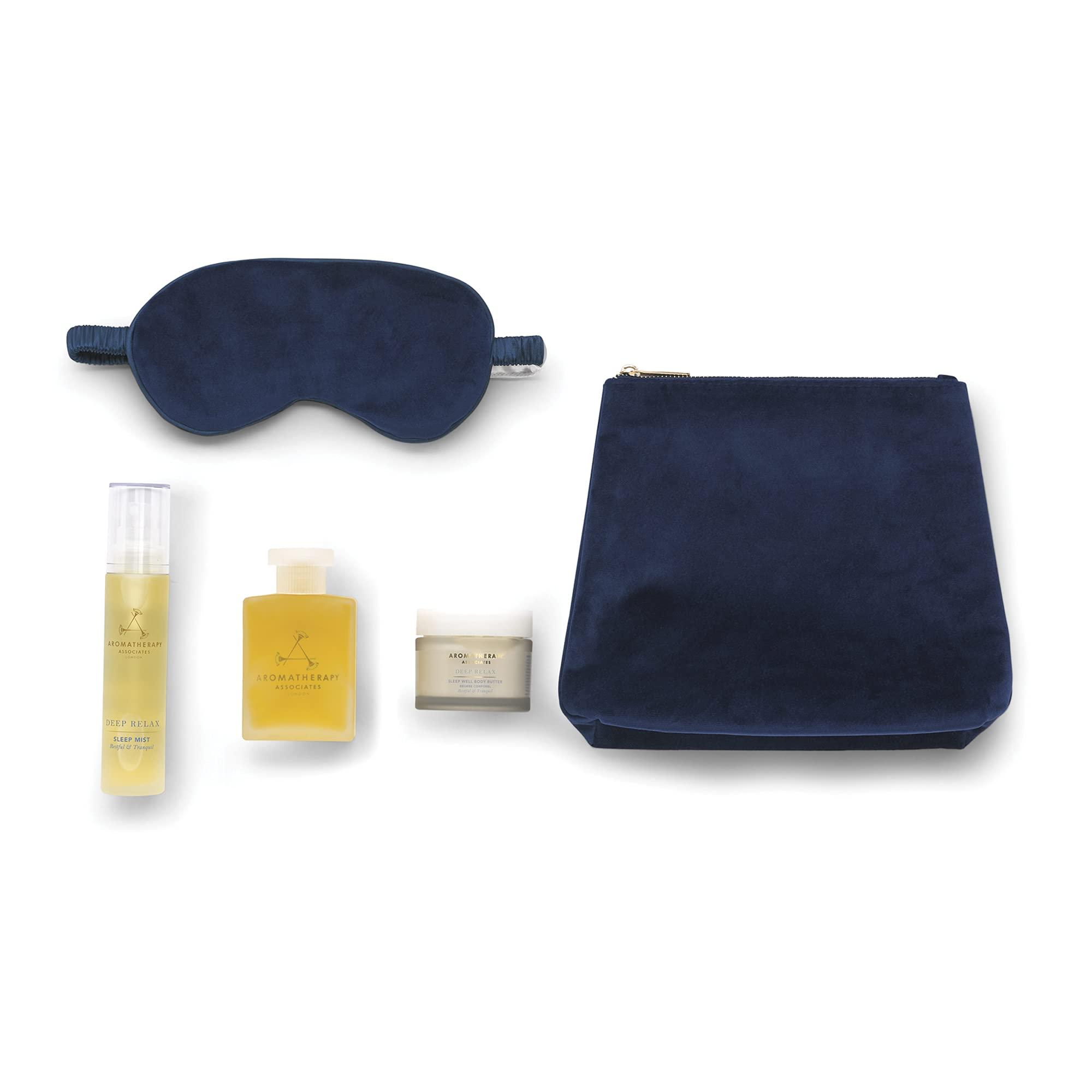 Aromatherapy Associates Aromatherapy Associates Ultimate Moment of Rest. Luxurious Holiday Gift Set Includes Deep Relax Bath and Shower Oil, Restful Mist, Body Butter and Eye Mask in a Velvet Bag (1 count)