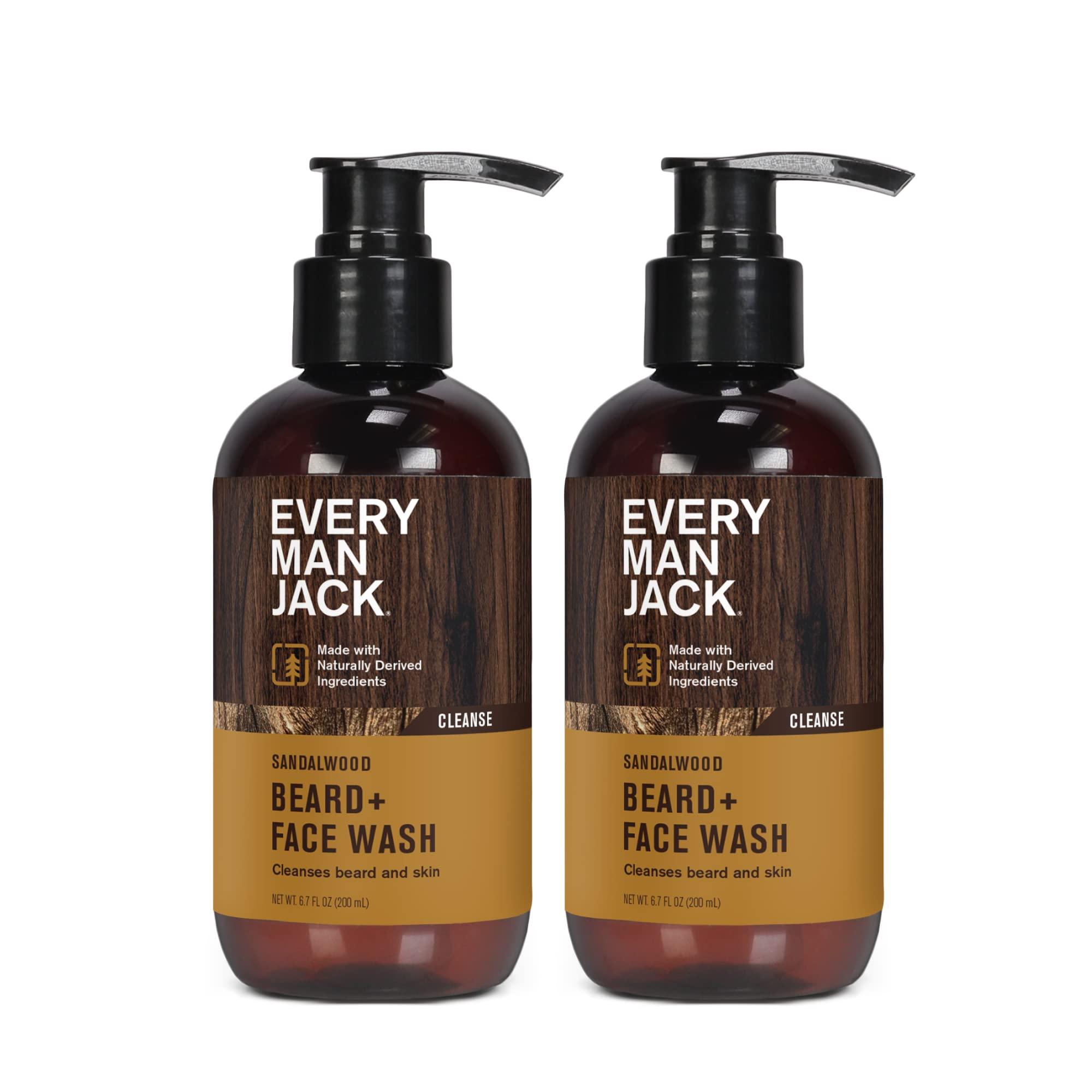 Every Man Jack Every Man Jack Sandalwood Beard + Face Wash - Made w/Naturally Derived Ingredients like Aloe Vera & Coconut - 6.7oz (2 Pack)