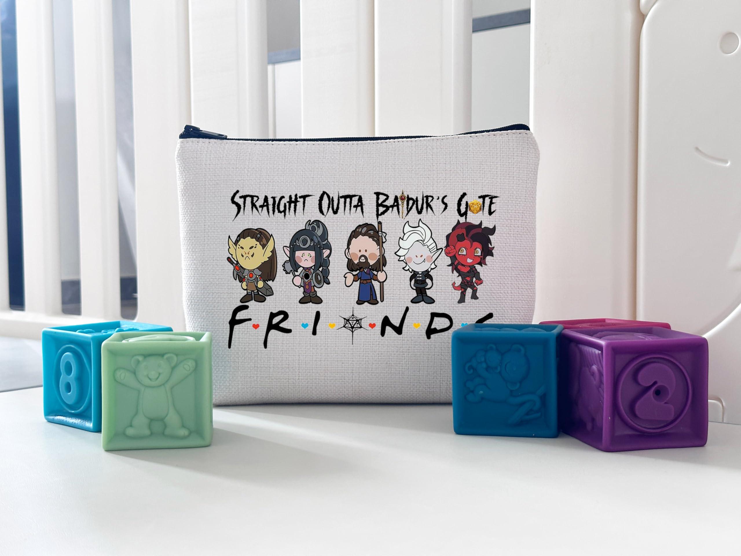 WCGXKO WCGXKO Novelty Gamer Gift Straight Outta Baldurs Gate Zipper Pouch Makeup Bag (B-Outta Baldur Gate), beige