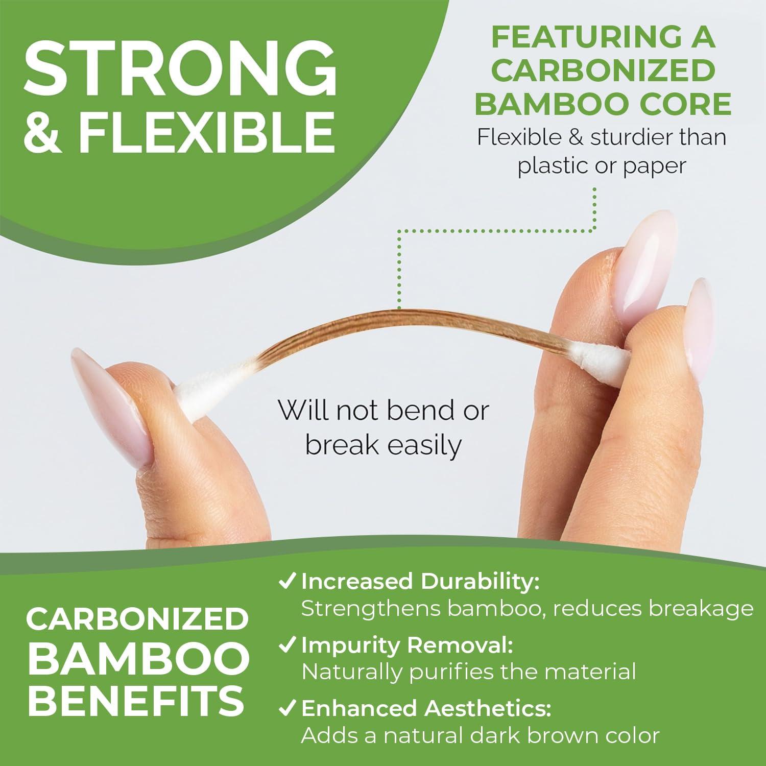 Beautiful Mind Beautiful Mind Bamboo Cotton Swabs for Ears  500 Pack  Qtips with Carbonized Bamboo for Durability  Eco-Friendly, Biodegradable & Vegan  100% Organic Cotton Ear Swabs for Makeup