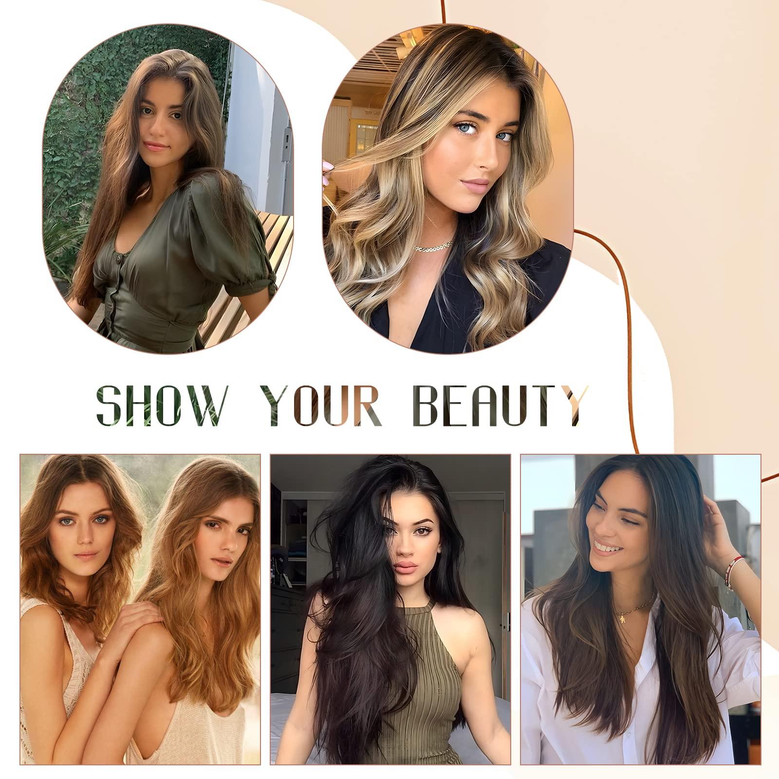 TESSHAIR Nano Bead Hair Extensions Human Hair 20 Inch Nano Ring Hair Extension 100% Real Human Hair, Natural Can be Washed Curled Dyed Permed, 50 Strands 50g #04 Medium Brown