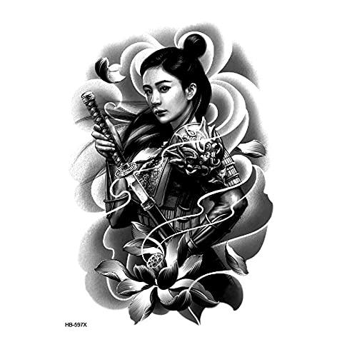 HTDZDX Female Warrior with Sword Waterproof Temporary Tattoo Sticker Tatuajes Tatoo Sleeve Henna Tattoo Decals Body Art Stickers (Color : Hb594x)