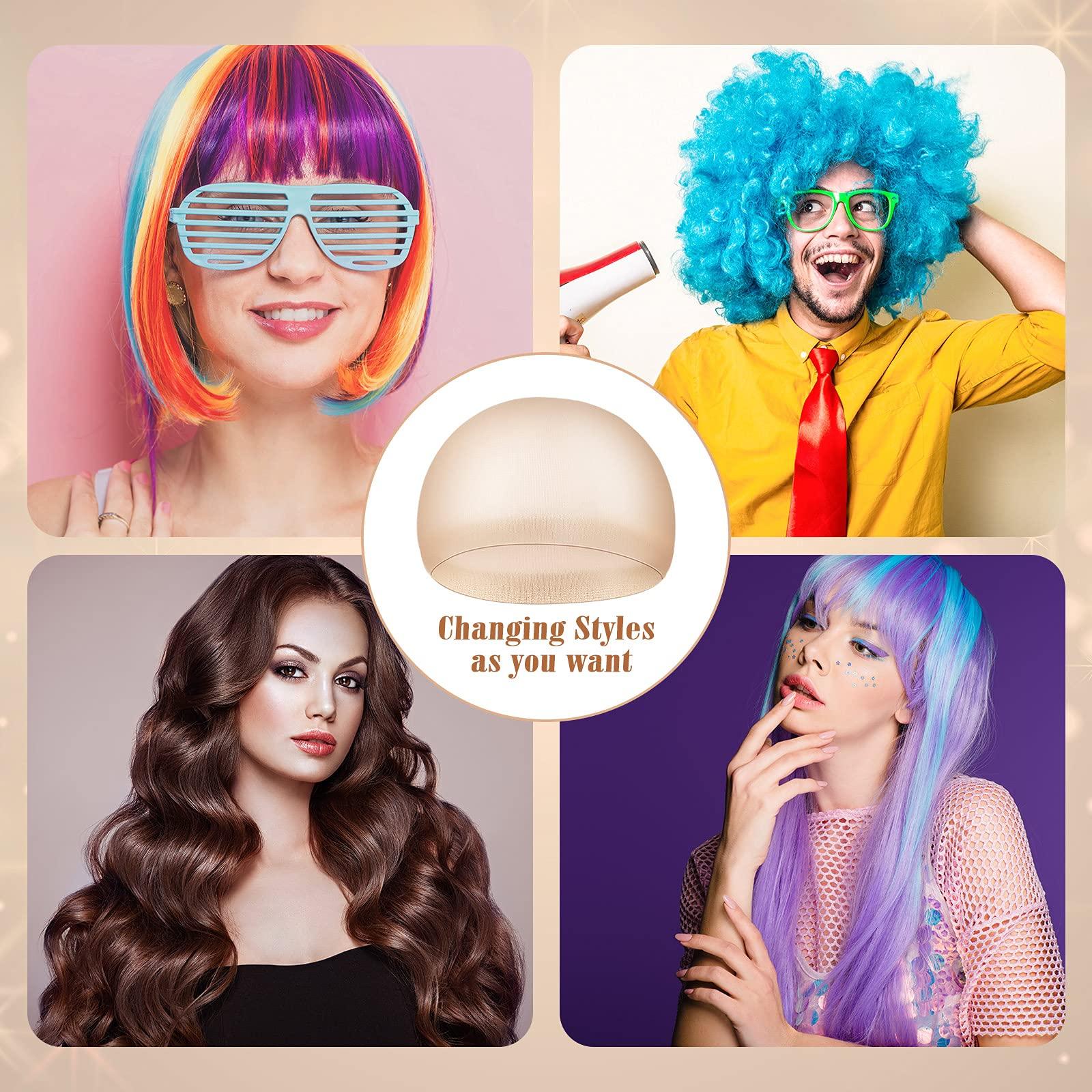 Waydress 100 Pieces Wig Cap Elastic Medium Nylon Stocking Caps Stretchy Stocking Wig Caps Secure Your Hair, Lightweight, Breathable (Beige)