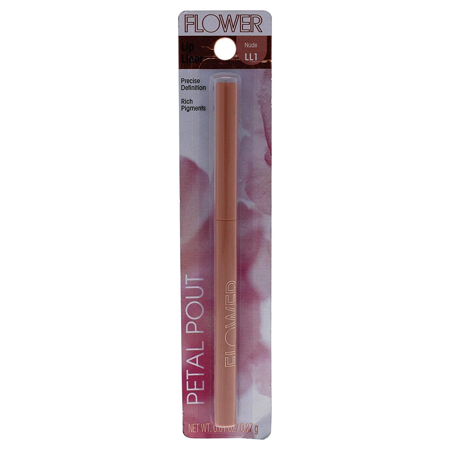 FLOWER BEAUTY FLOWER BEAUTY Petal Pout Lip Liner Smooth Creamy Lip Liner with Pigment Rich Color Prevents Feathering of Lip Color Comes with Builtin Sharpener, Nude, 0.01 Ounce