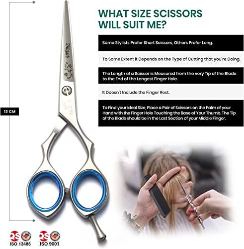 Blizzard Blizzard Professional Hair Cutting Scissors – 5 inch VG10 Cobalt Haircut Shears with Razor Sharp Blades - Matt Finish Barber Hairdressing Travel Case for Salons & Home Use