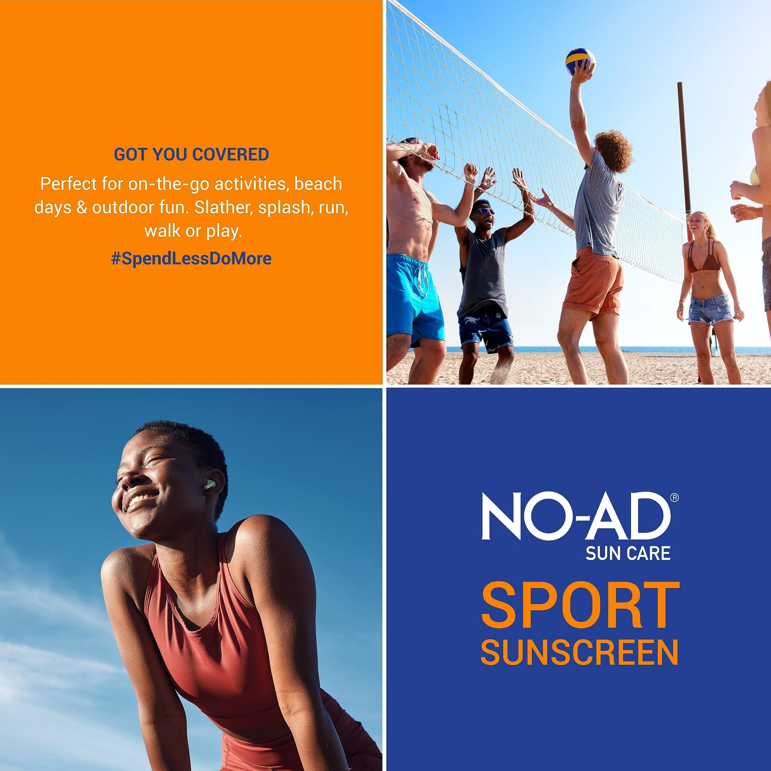 NO-AD NO-AD SPF 50 SPORT Sunscreen Lotion | Hypoallergenic | Broad Spectrum UVA/UVB Protection | Water Resistant | Octinoxate & Oxybenzone Free with moisturizing Vitamin E and Aloe 16oz