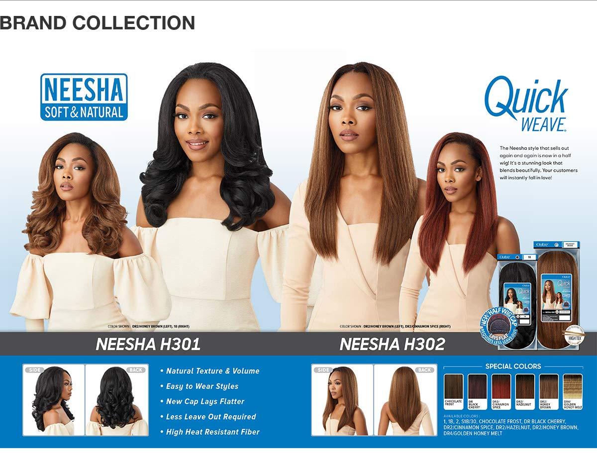 Outre Outre Quick Weave Self Styled in 60 Seconds Neesha Soft & Natural New Half Wig Cap Laysflat Requires Less Leave Out NEESHA H301 (DR2/HNBRN)
