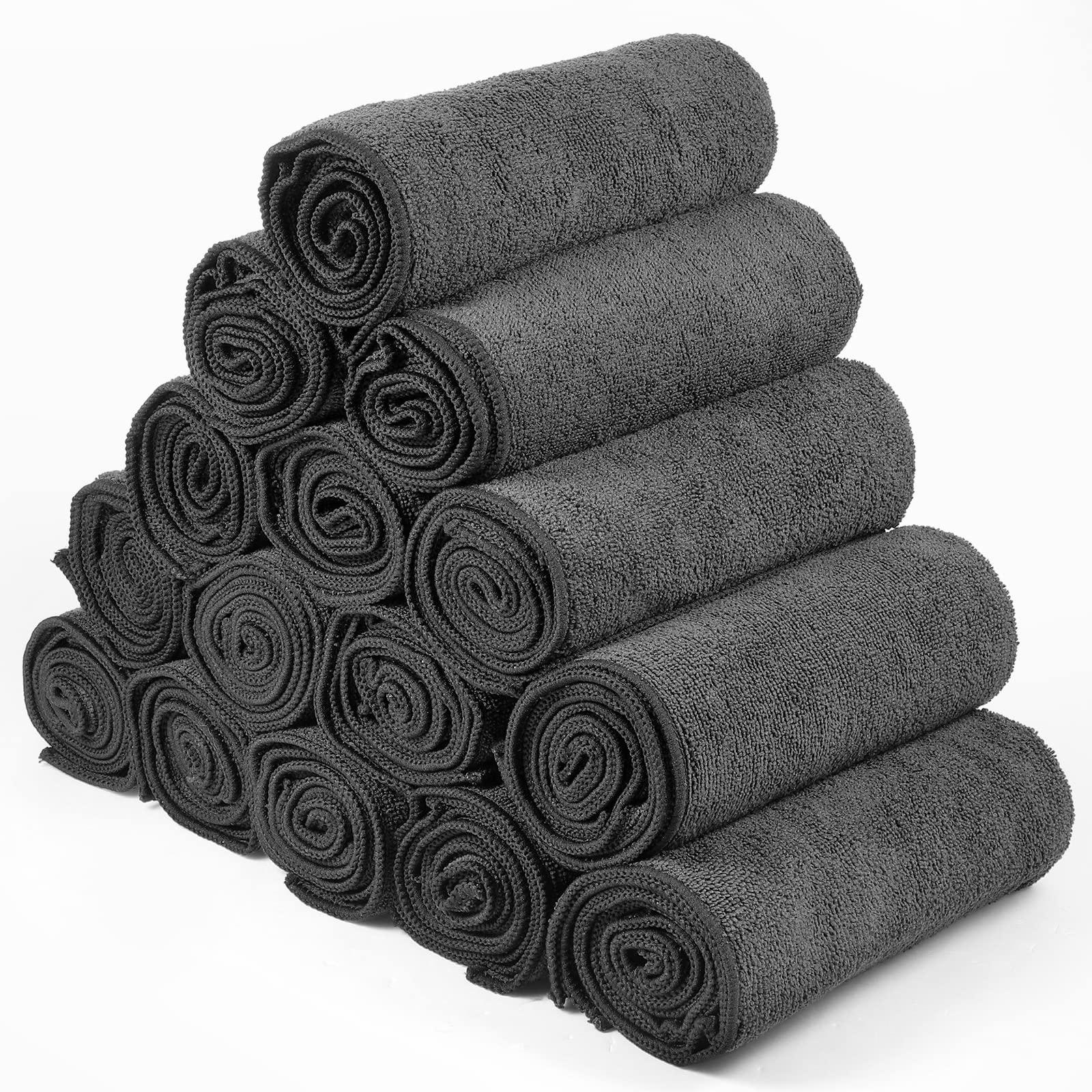 Shimeyao Shimeyao 40 Pack Bleach Proof Towels Microfiber Absorbent Resistant Hair Hand Towels Bulk Quick Dry 16 x 29 Inches for Barber Gym Bath Spa Shaving(Grey)