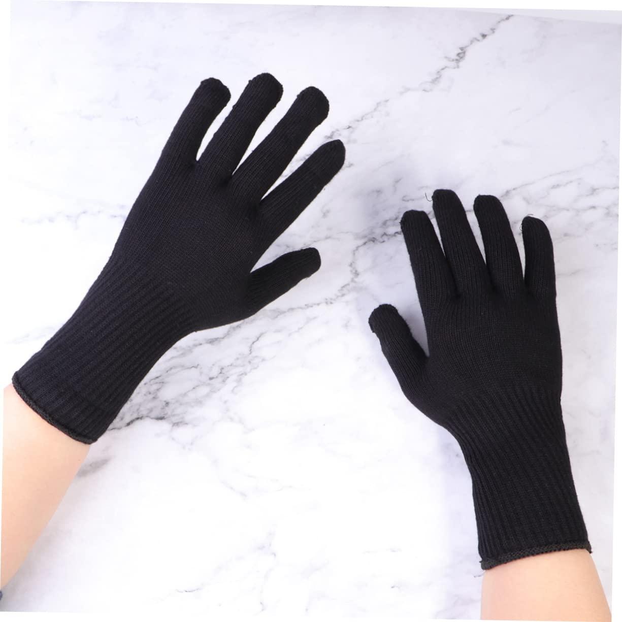 NOLITOY NOLITOY 2 Pairs Hair Curler Heat Resistant Gloves Hair Curler Glove Hair Straightener Gloves Hair Straightener Curling Glove Heat Resistant Glove for Hair Styling Curlers Mittens Black