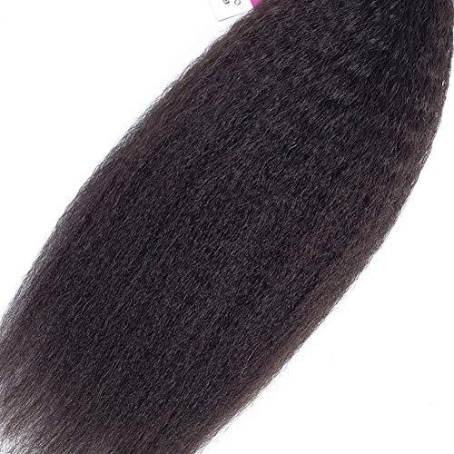ISEE ISEE Hair 8A Kinky Straight Hair 3 Bundles Yaki Human Hair Weave Unprocessed Sew in Brazilian Virgin Remy Hair Extensions Natural Black (22 24 26)