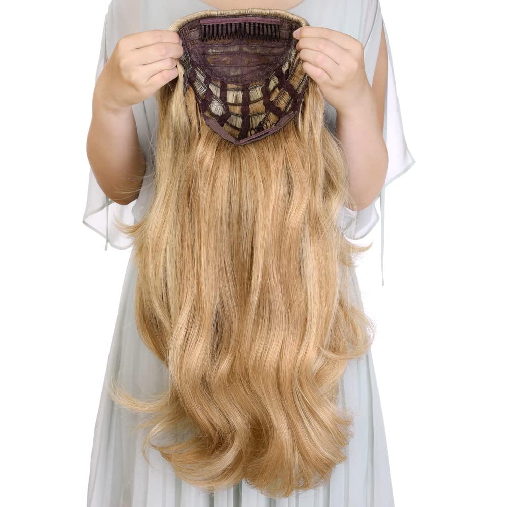 Kori Koli 24 Inch Blond Wavy 3/4 Half Wig Long lightest Synthetic Hair Extensions Capless Wigs Hair Clips Extension For Women 210g24 #3
