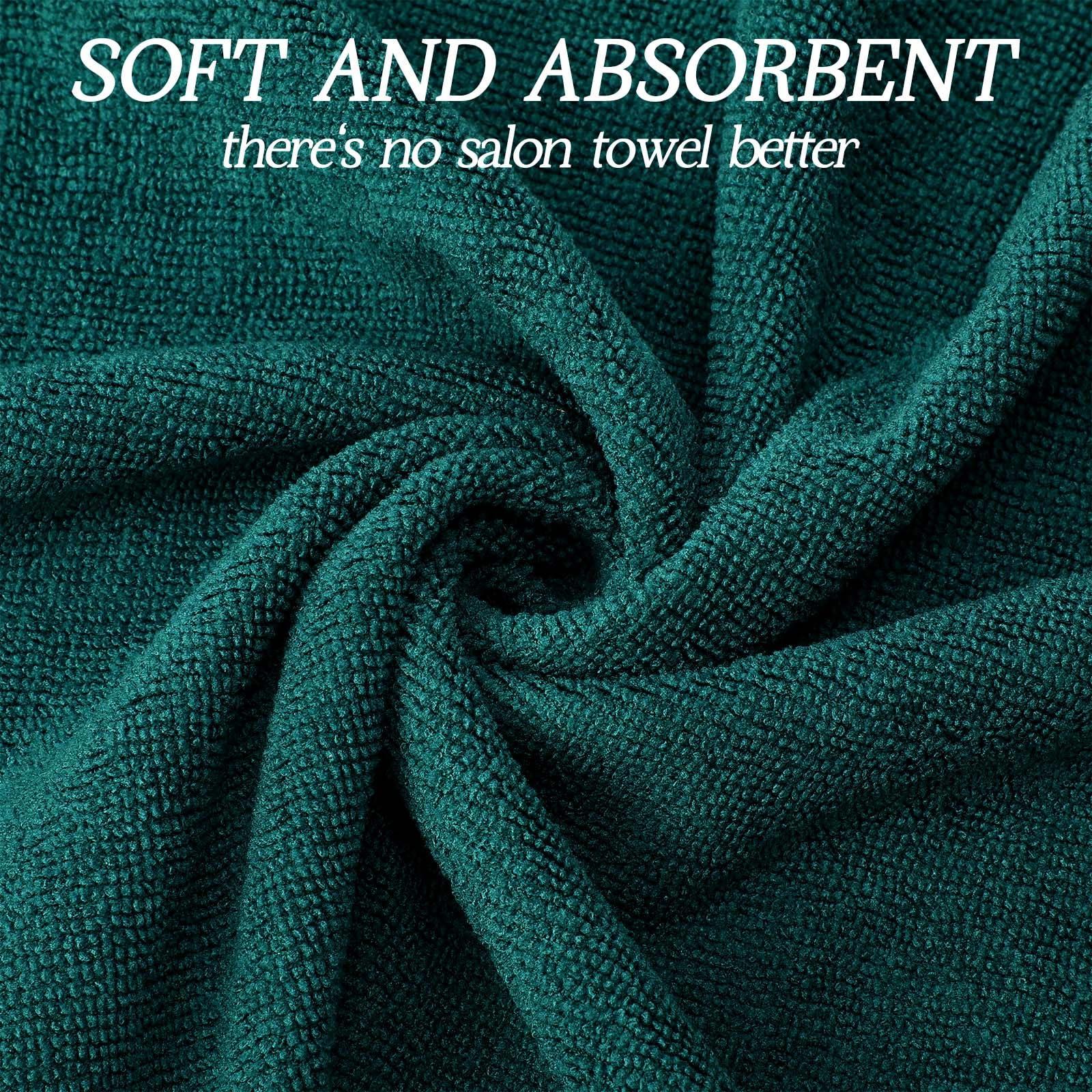 Panelee 36 Packs of Bleach Proof Towels Microfiber Absorbent Salon Towels Bleach Resistant Salon Hand Towels for Gym, Bath, Spa, Shaving, Shampoo, Home Hair Drying, 16 x 28 Inches (Dark Green)