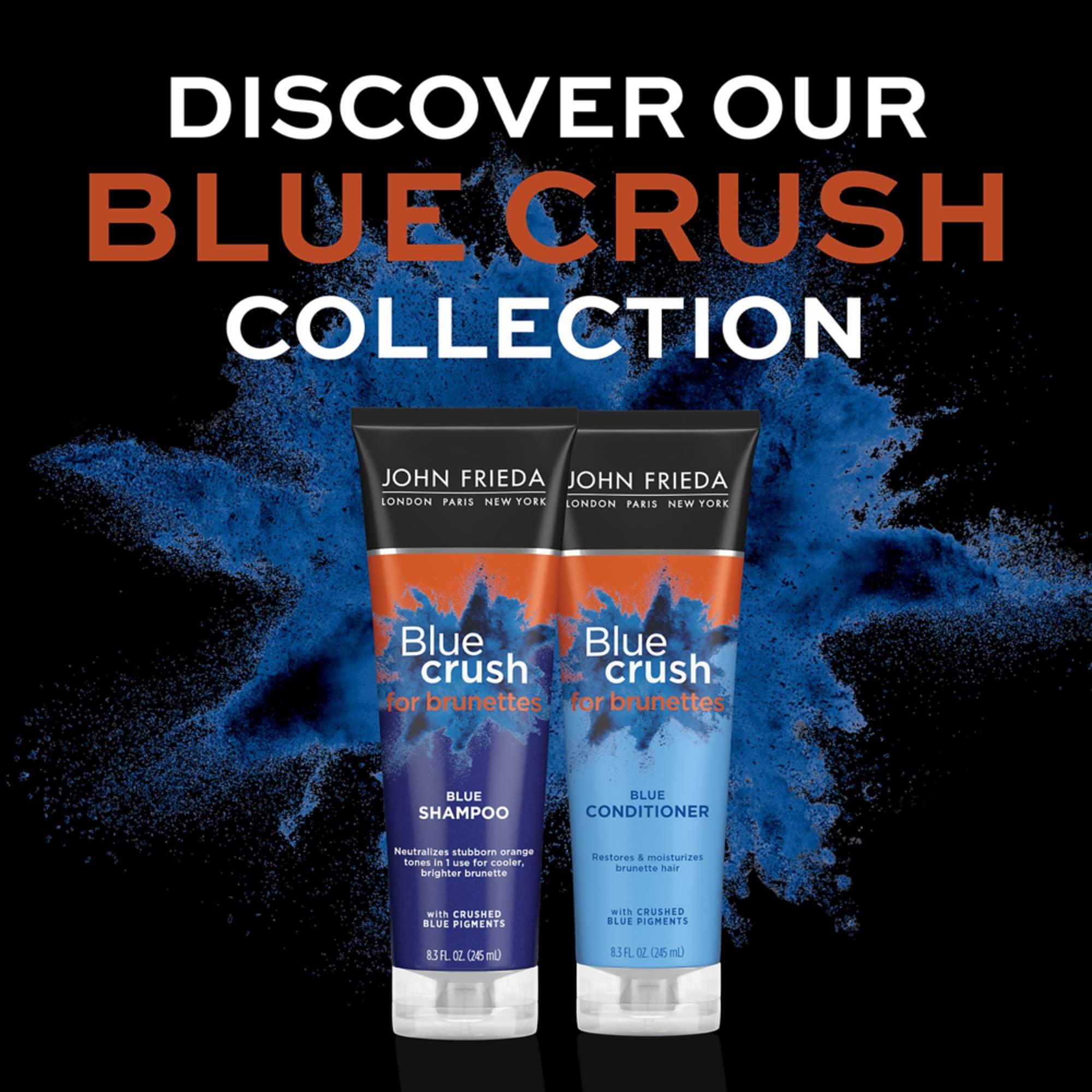 John Frieda John Frieda Blue Crush Conditioner, Toning Shampoo for Brunette Hair, Nourishes Color-Treated and Natural Hair, Blue Pigments for Vibrant, Cool-Toned Brunette Hair by Reducing Orange Tones, 8.3 Oz