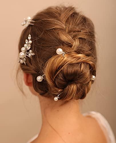 BERYUAN BERYUAN Bridal Rhinestone Pearl Hair Pin Set Women Crystal Silver Wedding Hair Accessory Gift for Her Party Headpiece for Bride Bridesmaid Girls ?7 pcs) (Silver)