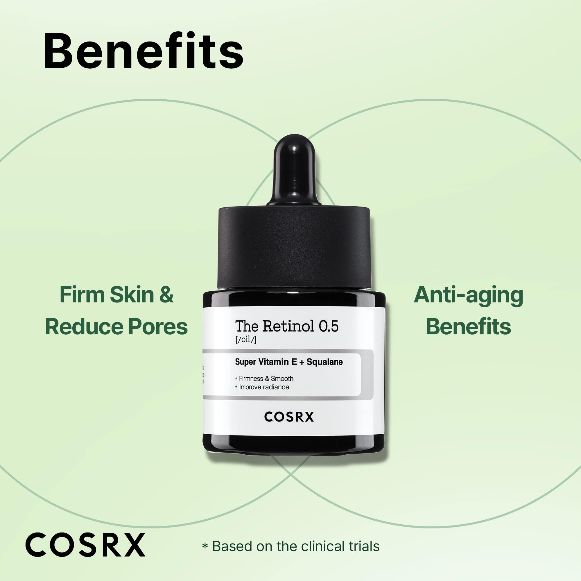 COSRX COSRX Retinol 0.5 Oil, Anti-aging Serum with 0.5% Retinoid Treatment for Face, Reduce Wrinkles, Fine Lines, & Signs of Aging, Gentle Skincare for Day & Night, Not Tested on Animals, Korean Skincare