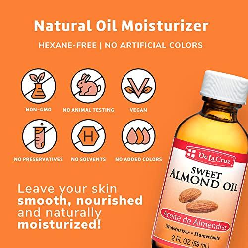 De La Cruz De La Cruz Sweet Almond Oil - Expeller Pressed Almond Oil for Skin and Hair 8 FL. OZ. (236 mL)