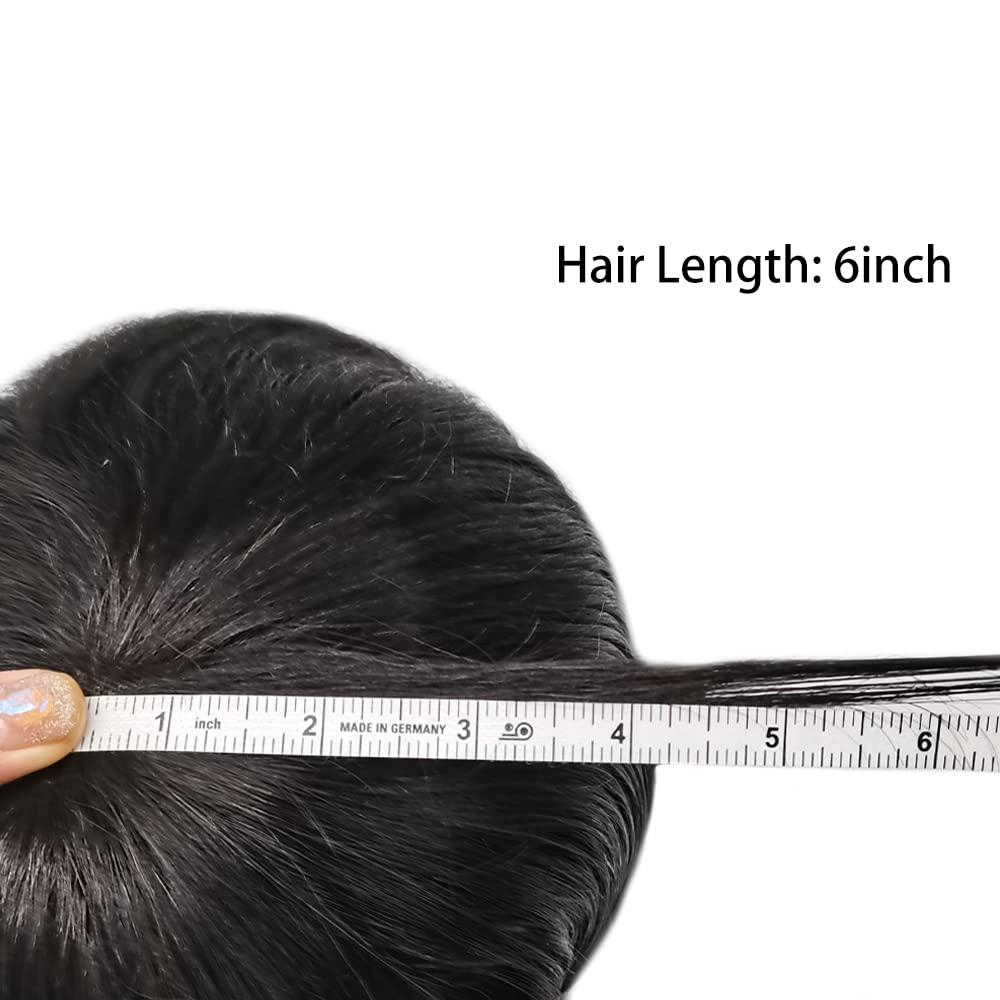 Hair Wonders Men\'s Toupee Men Hair System Mens Toupee Human Hair Pieces Swiss Lace Hair Replacement System for Men Toupee Bleached Knots Natural Hairline6x8-120% Medium light to Medium density1B# OFF BLACK
