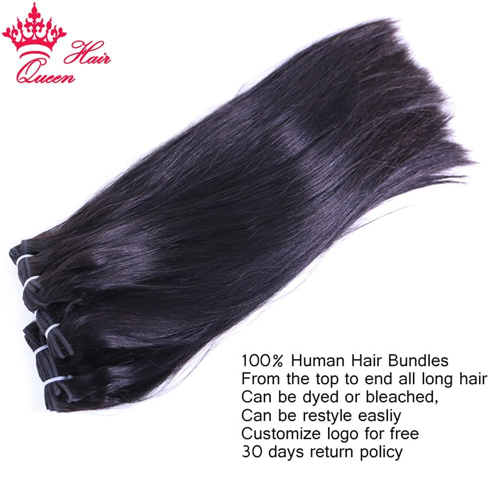 Queen Hair Queen Hair Products Double Drawn Bone Straight Human Hair Unprocessed Brazilian Virgin Hair Top Quality Full Bundle 100% Human Hair Weft (18 20 22inches)