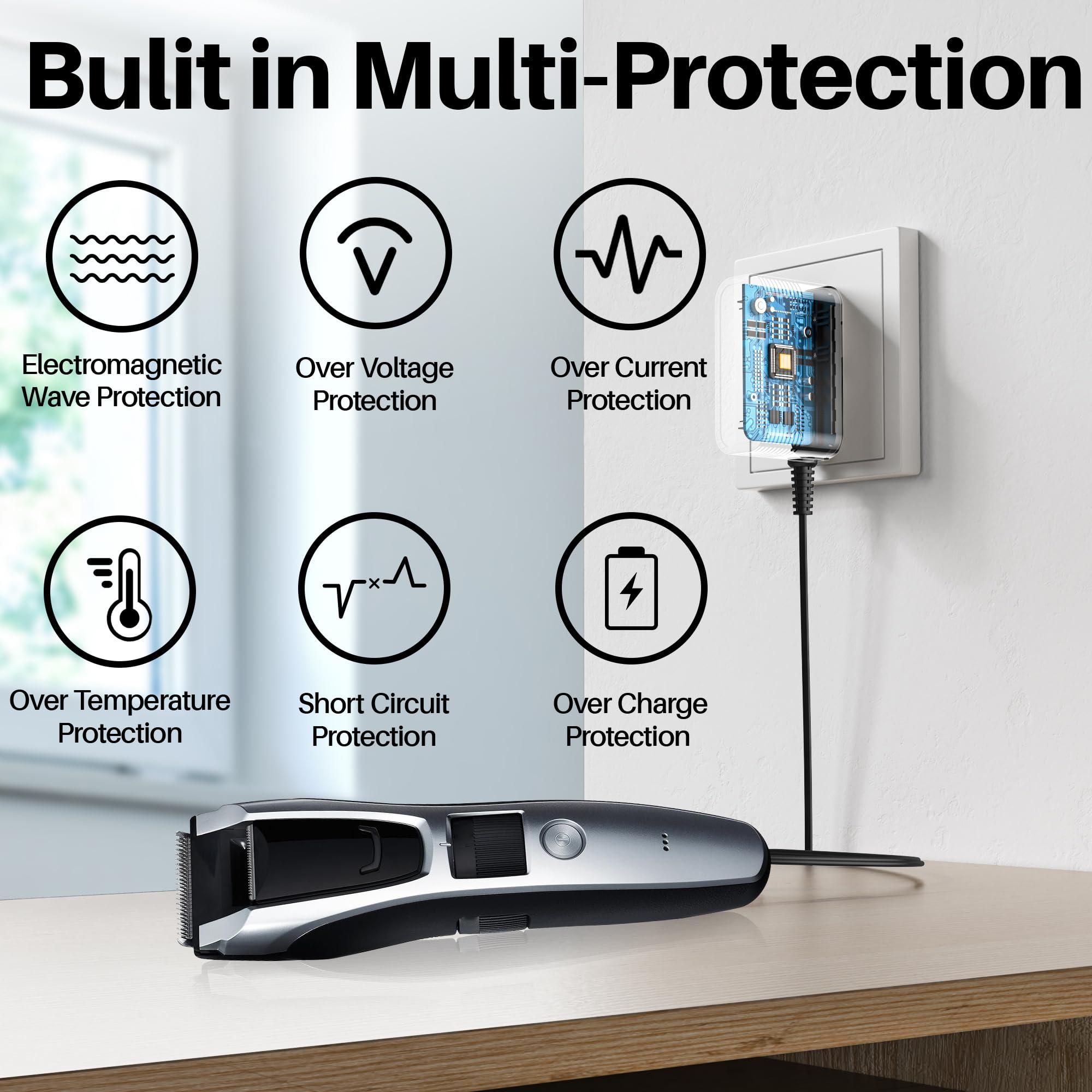 XHUCHINMAL 1.9V Charger for Panasonic Beard Hair Trimmer ER-GB80 ER-GB70 ER-GB60 ER-GK80-S Power Cord for Panasonic Trimmer RE9-45 RE9-52 RE9-70 RE9-86 RE9-46 RE9-49 RE9-76 RE9-52 RC3-27 RC3-32 1.4A AC Adapter