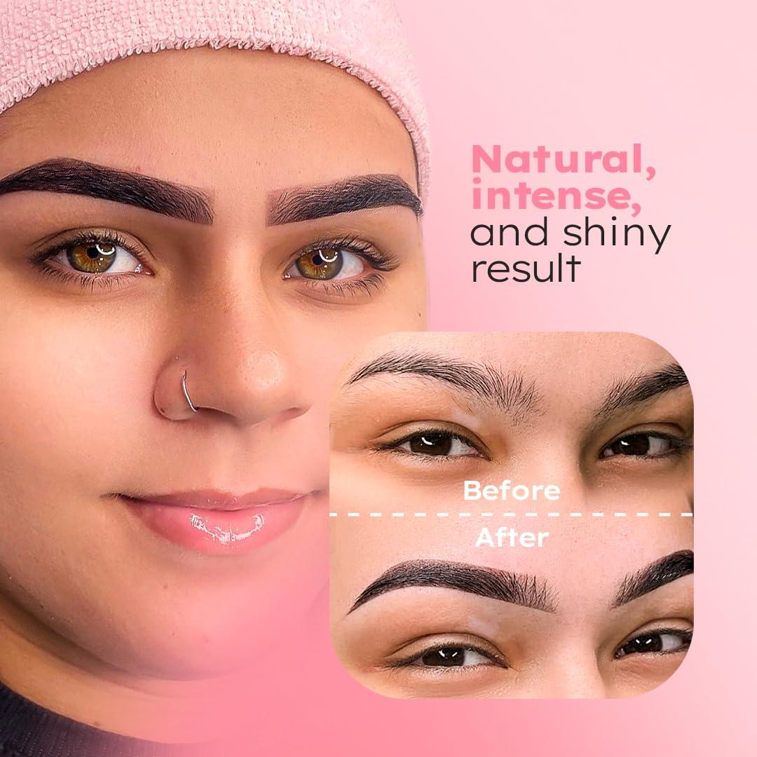 Menela MENELA Eyebrow Henna Tint - Medium Brown Henna Brow Dye with Bamboo Extract for Enhanced, Natural-Looking Brows - 2.5g Henna Powder & 15ml Fixer - Eyebrow Tint Kit