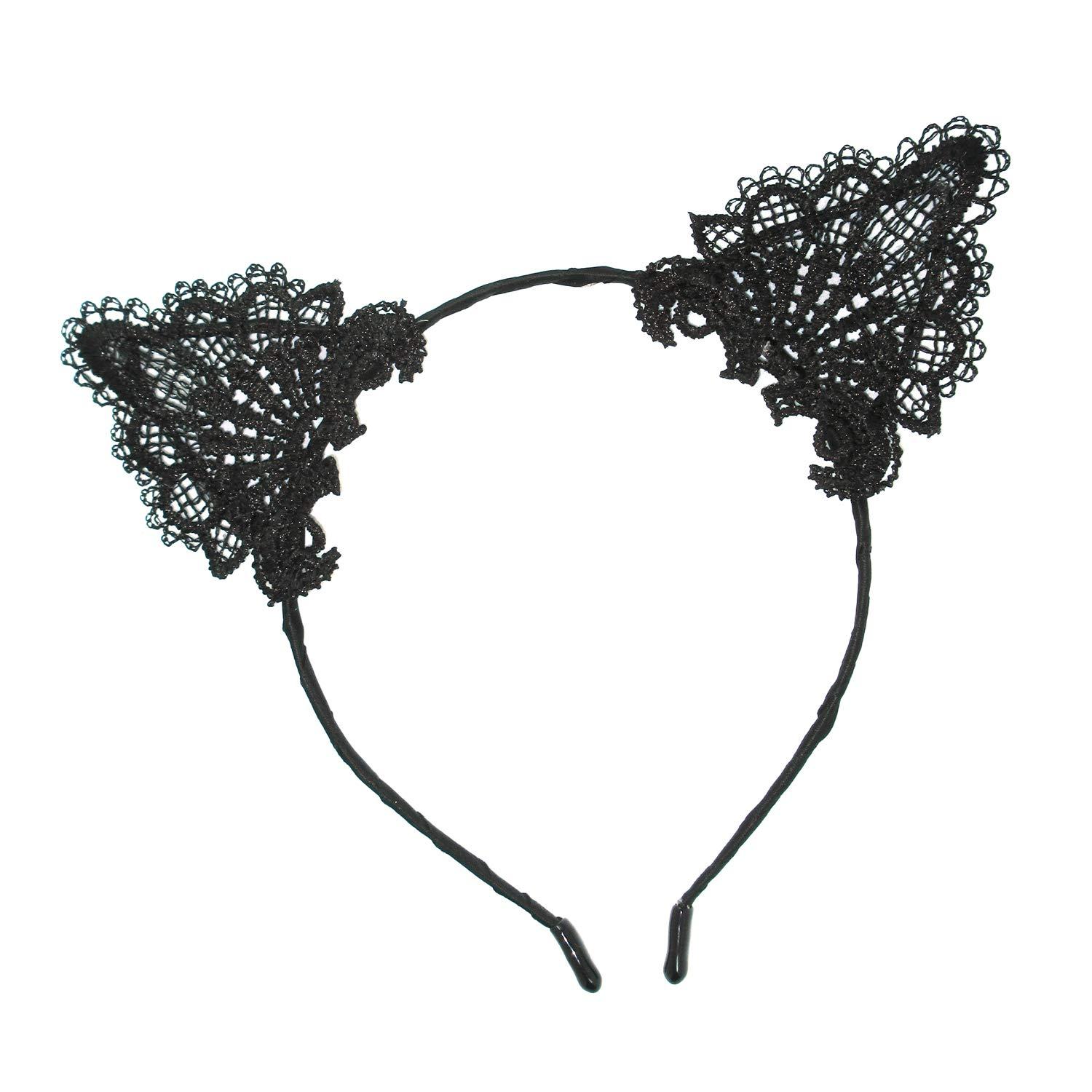 Xelue FF Xelue FF Women Kids Sweet Lace and Metal Cat Ears Headband Hair Hoop Hair Band Headdress for Cosplay Halloween Party (Cat ear)