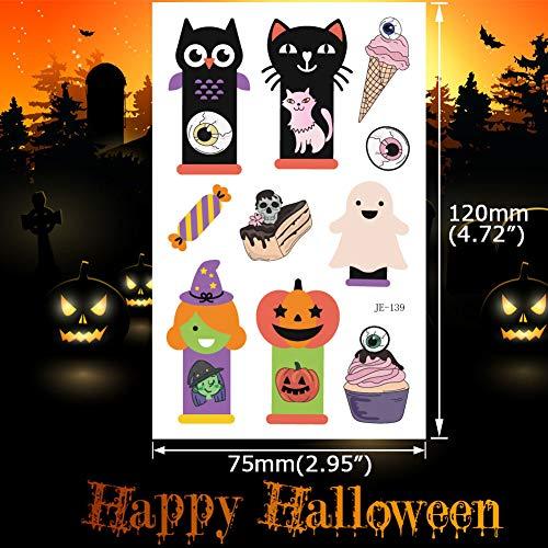 Fanoshon Fanoshon Halloween Small Temporary Tattoo for Kids Girls Boys, 15 Sheets Children Cute Cartoon Fake Body Stickers, Goody Bags Fillers Trick Or Treat Favors - Pumpkin/Skull/Ghost/Monster Supplies