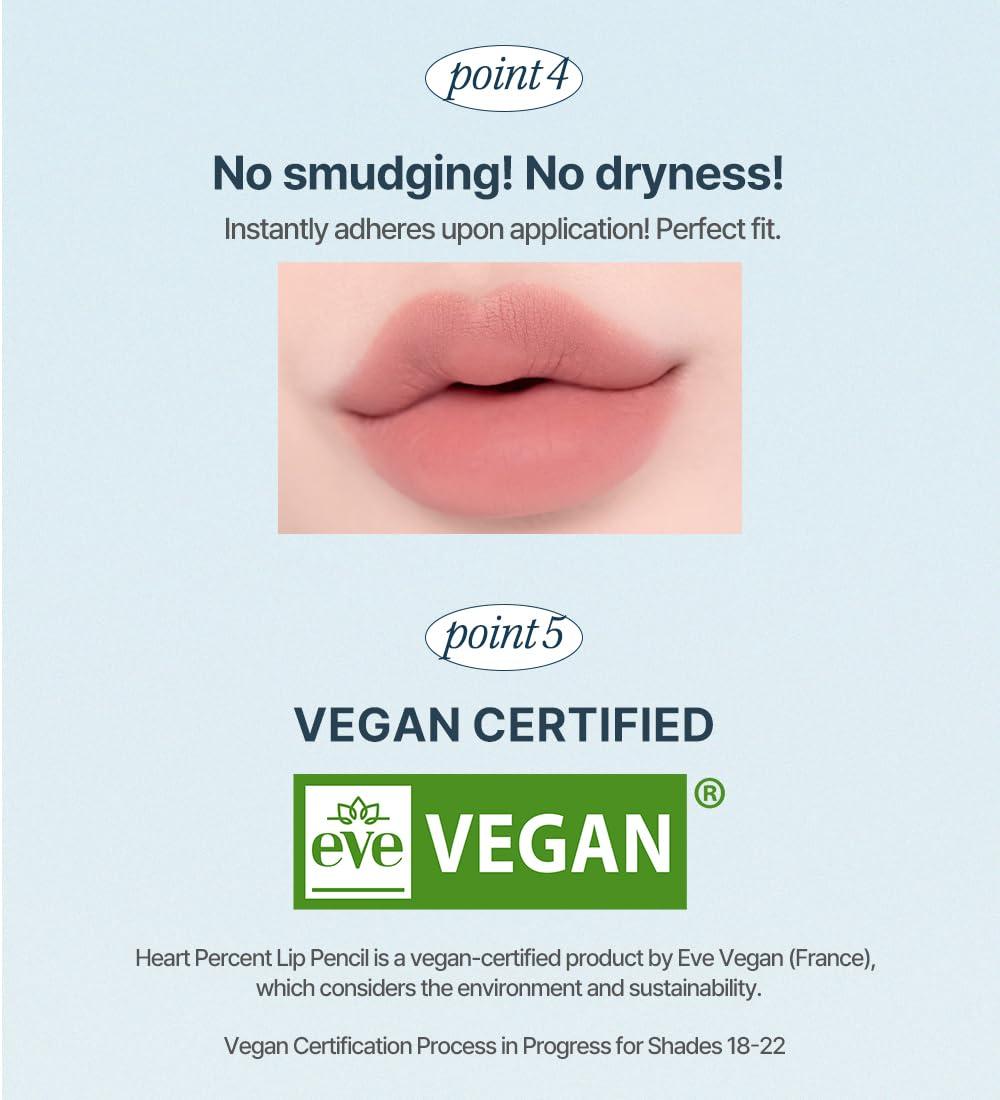 Heart Percent Heart Percent Dote On Mood Lip Pencil, Long-Lasting Creamy Lip Crayon Smooth Color Liner Retractable Lipstick Pencil 0.8g, 18. Fig Rose