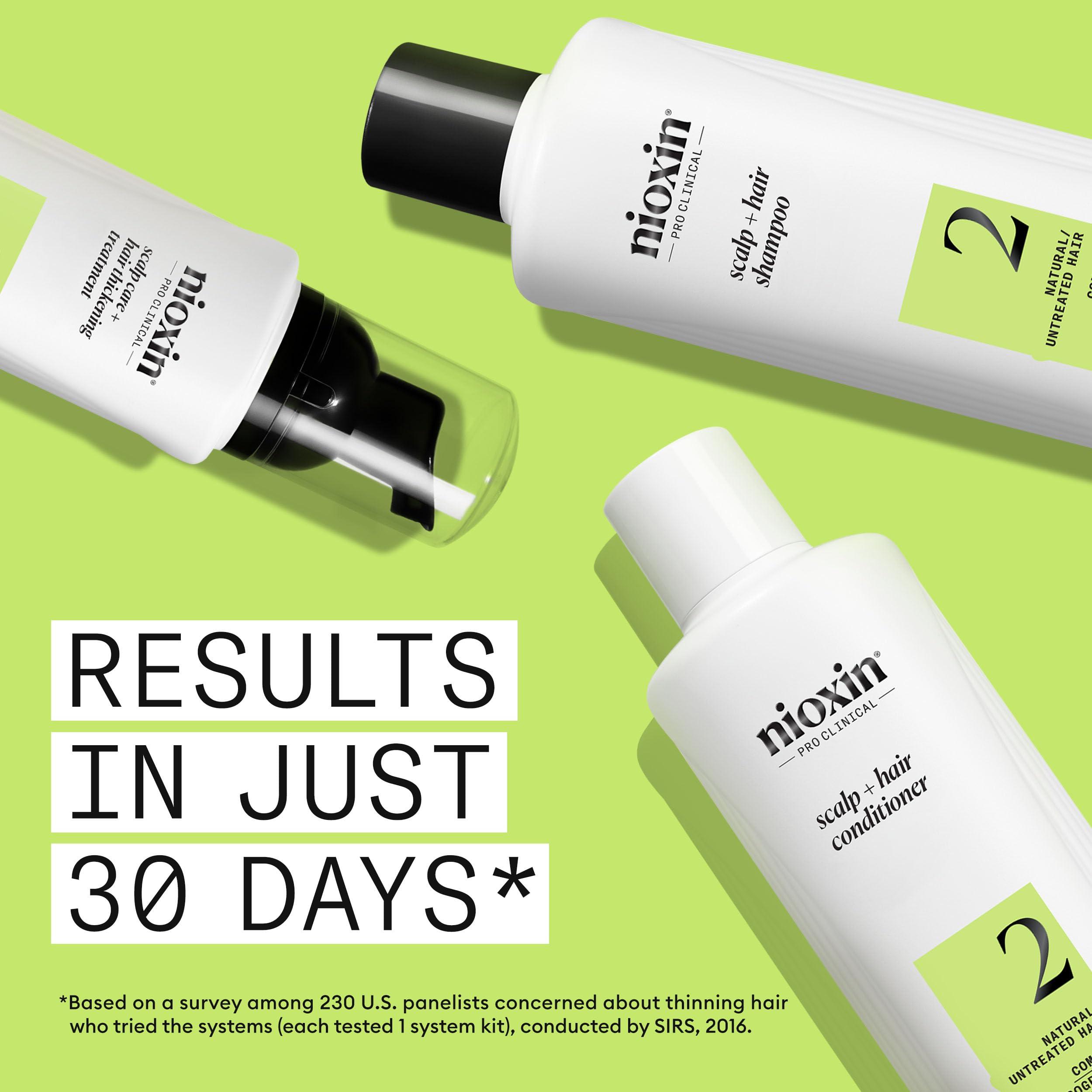 Nioxin Nioxin Scalp + Hair Thickening System 2 | For Natural Hair with Progressed Thinning | Boost Hair Density with Niacinamide & Biotin | Trial Size | 1 Month Supply