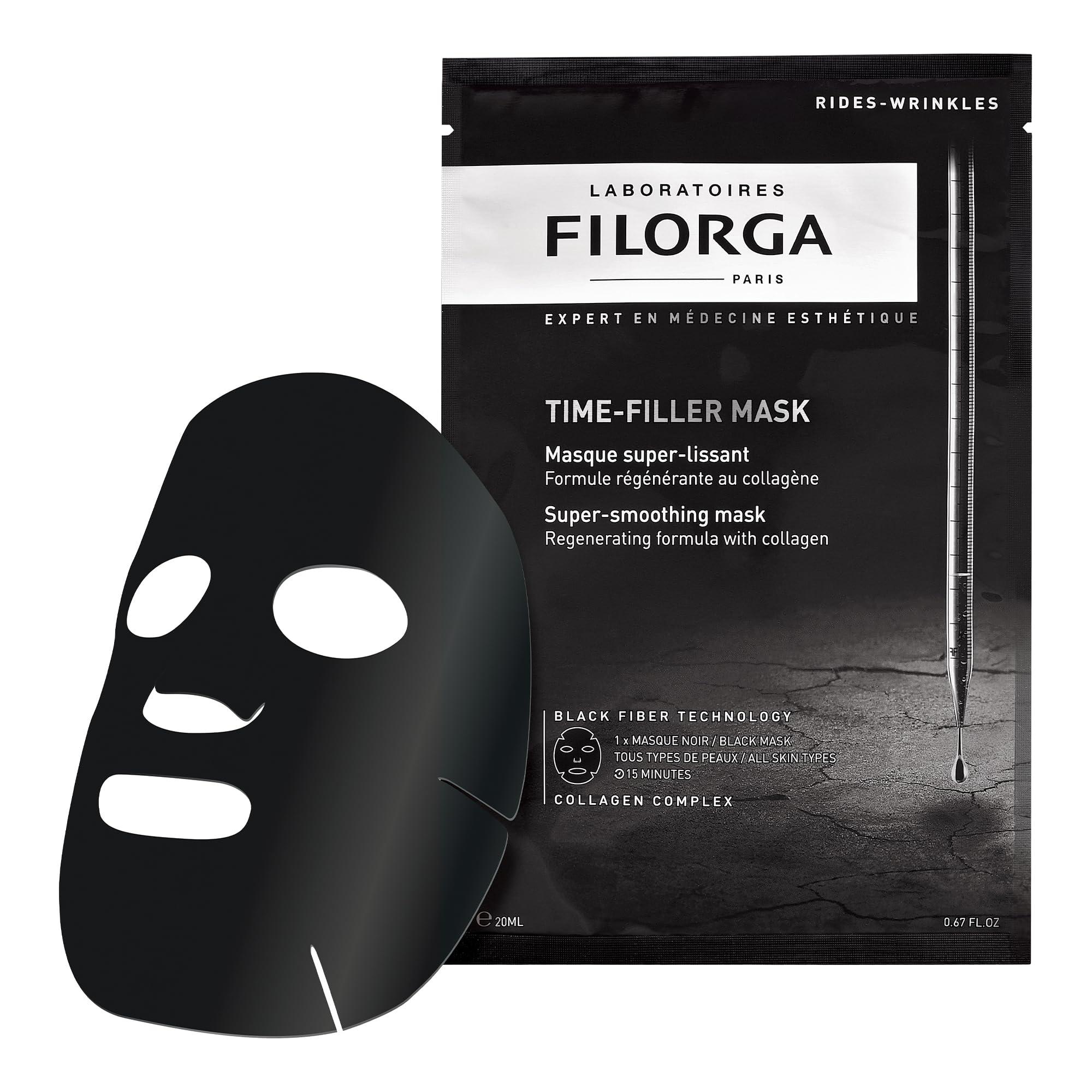 Filorga Filorga Time-Filler Super Smoothing Face Mask, Sheet Mask Soaked in Renewing Serum with Collagen and Polysaccharides For Visibly Smoother Skin in 15 Minutes, Hydrating Facial Treatment, .67 fl. oz.