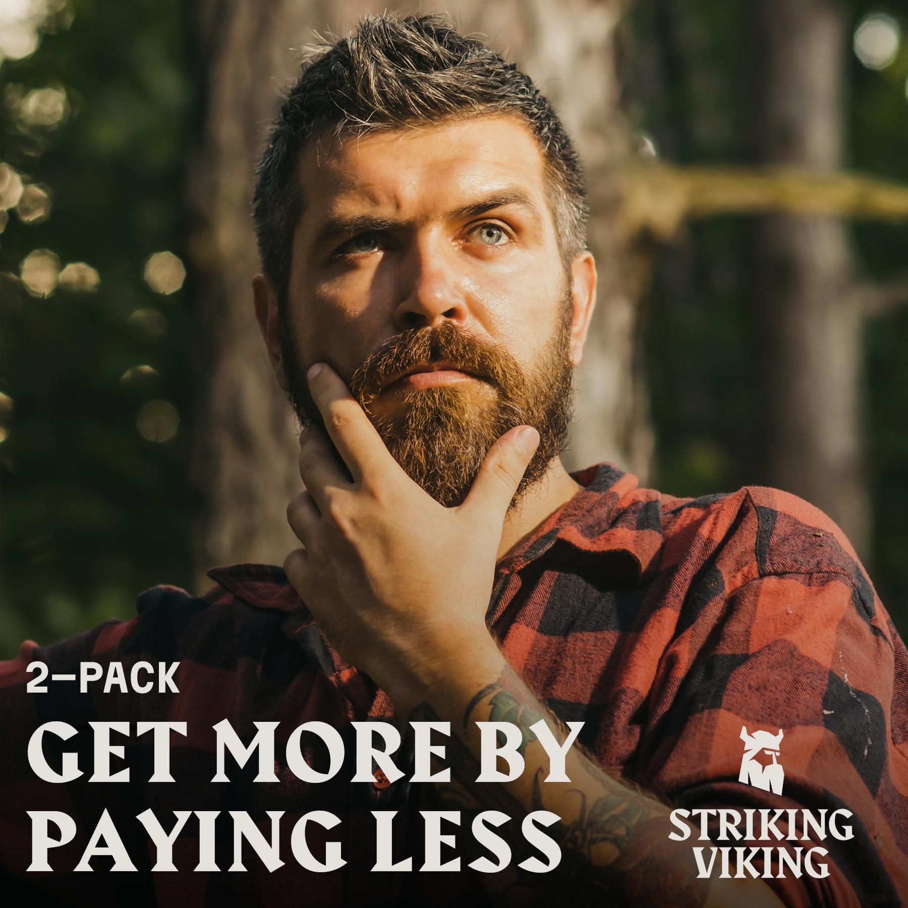 Striking Viking Striking Viking Beard Oil for Men, Vanilla (Large 2 oz)  Natural with Argan & Jojoba Oils  Softens, Smooths & Strengthens Beard Growth  (Pack of 2)