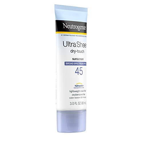 Neutrogena Neutrogena Ultra Sheer Dry-Touch Sunscreen Lotion, Broad Spectrum SPF 45 UVA/UVB Protection, Lightweight Water Resistant, Non-Comedogenic & Non-Greasy, Travel Size, 3 fl. oz (Pack of 3)